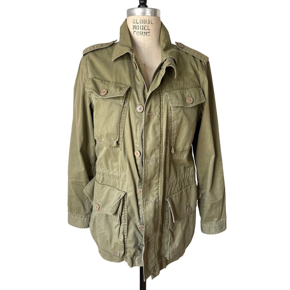 J.Crew Utility Jacket Military Style Olive Green Size Medium Cotton